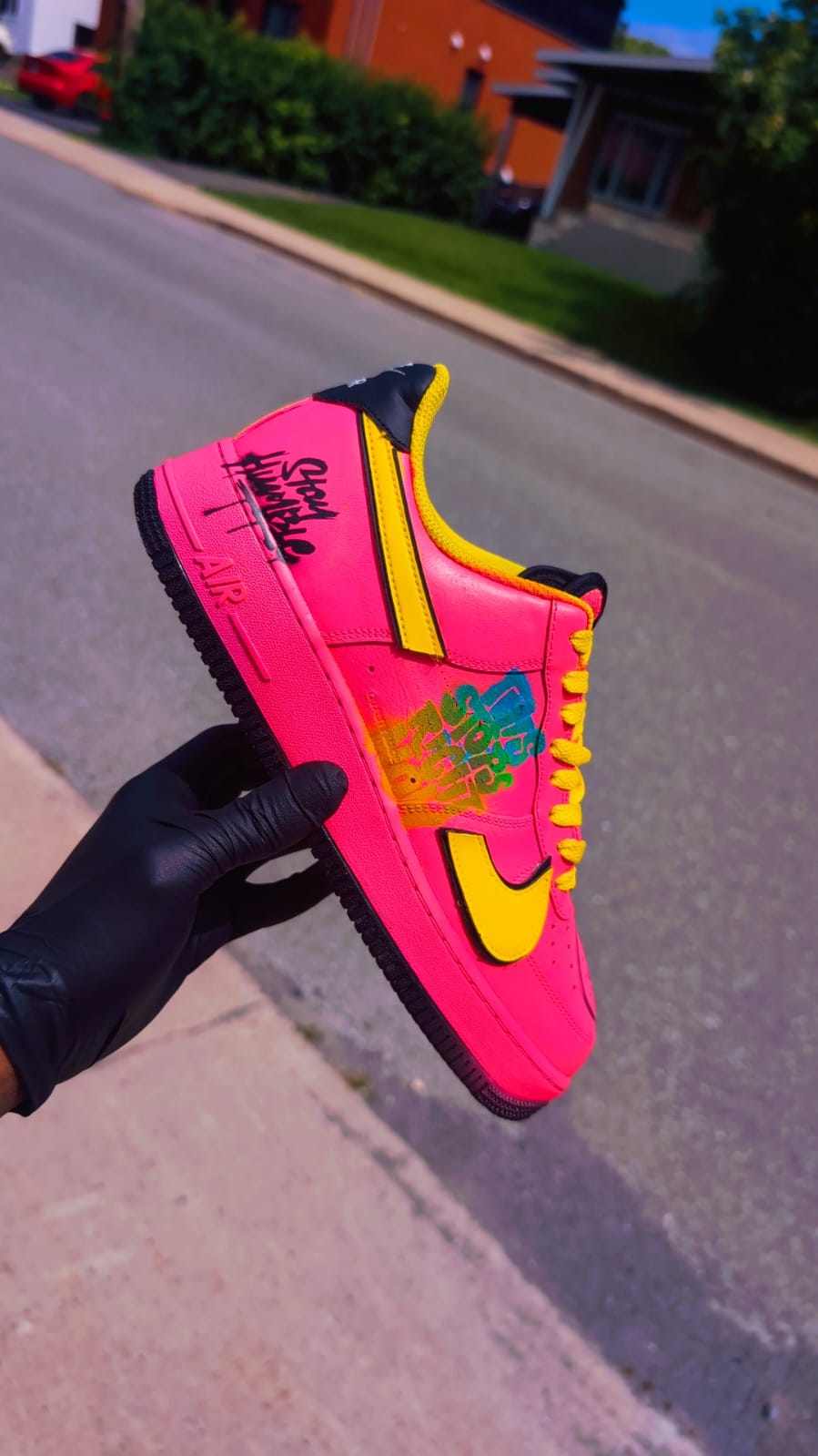 CUSTOM AF1 PINK AND YELLOW SIMPSON