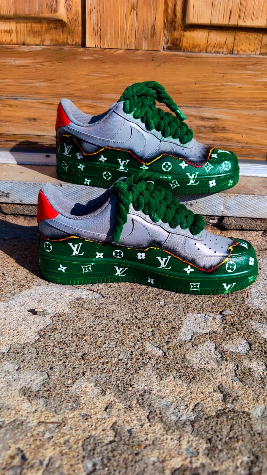 GREEN & WHITE CUSTOM AF1 WITH LV LOGO