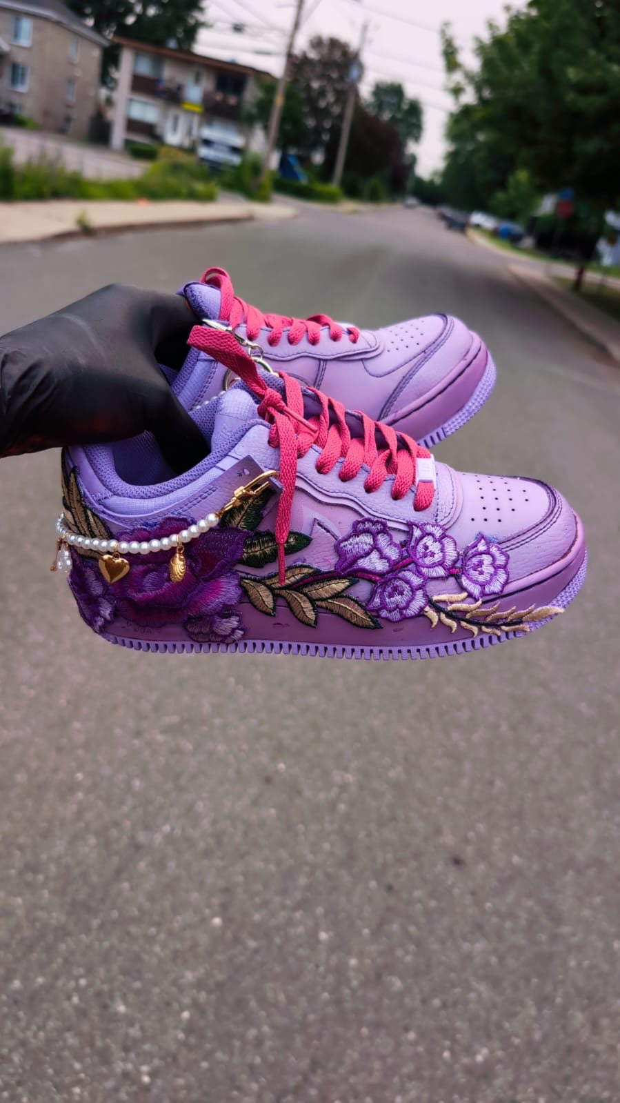 PURPLE FLORAL CUSTOM AF1 WITH DETAILS