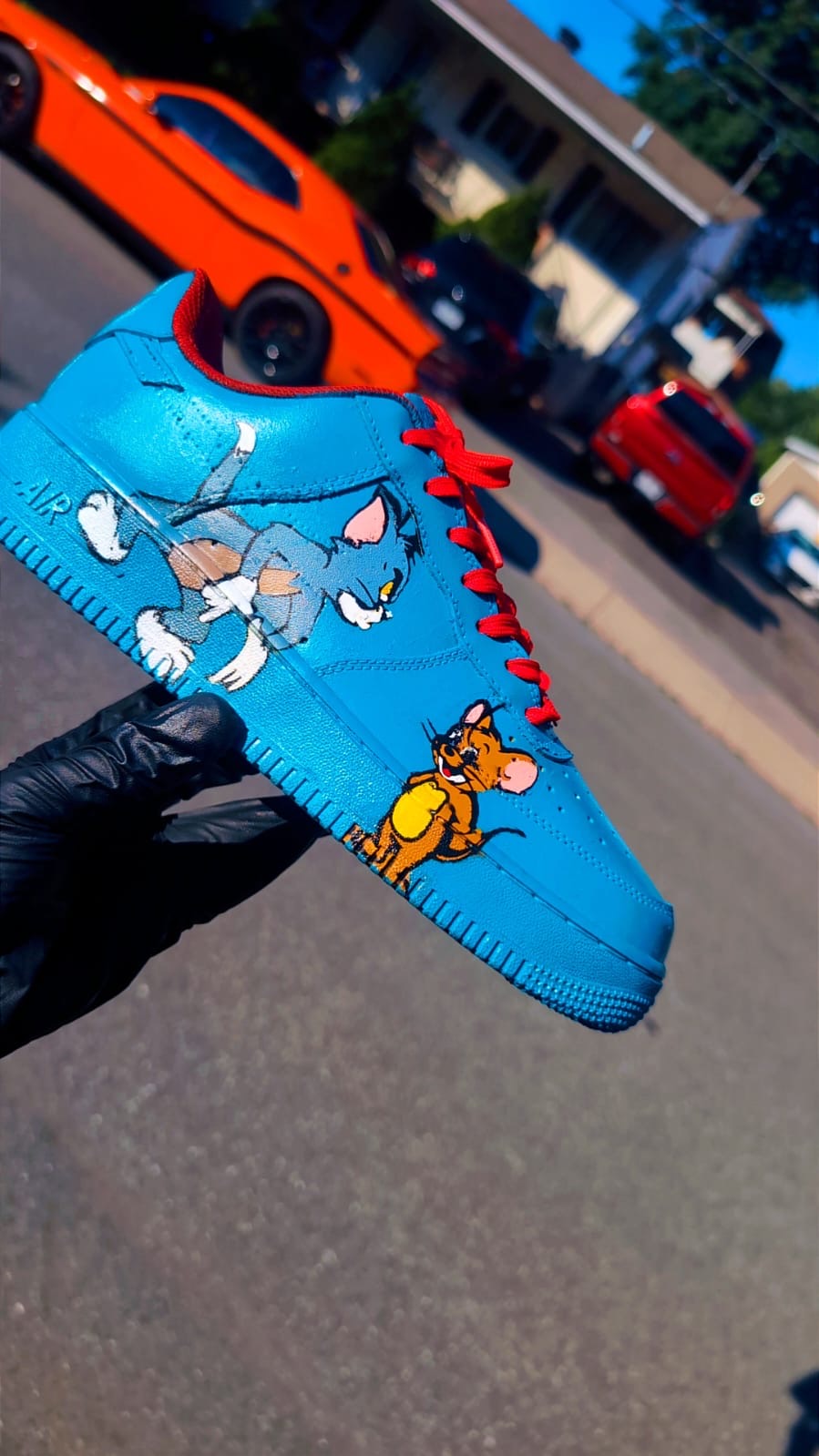 CUSTOM BLUE AF1 WITH TOM & JERRY CHARACTERS