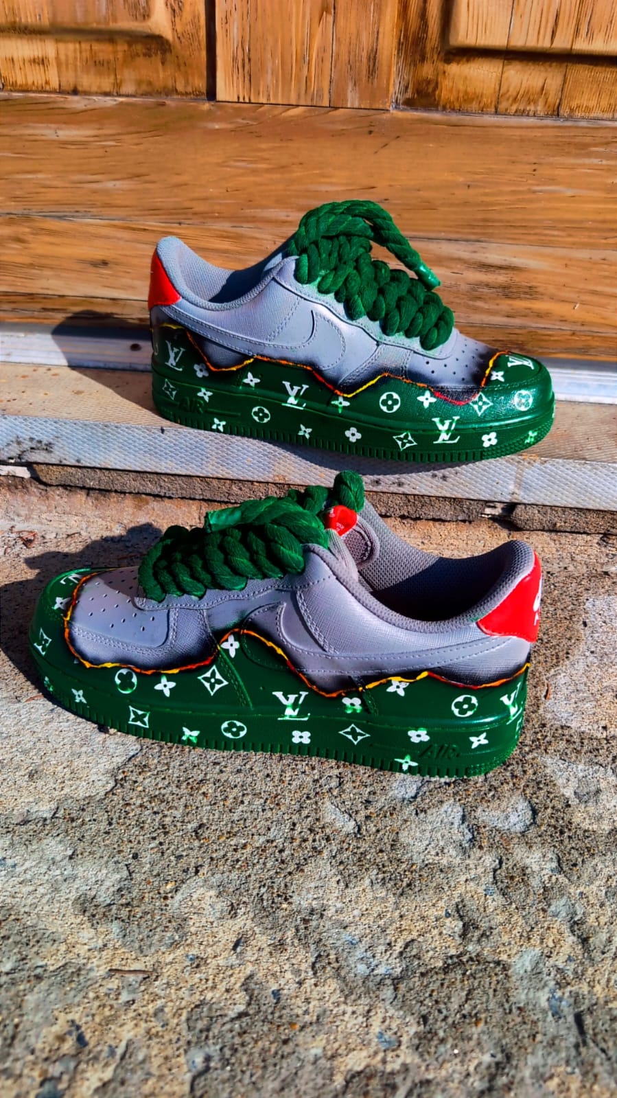 GREEN & WHITE CUSTOM AF1 WITH LV LOGO