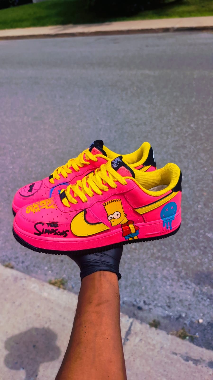 CUSTOM AF1 PINK AND YELLOW SIMPSON
