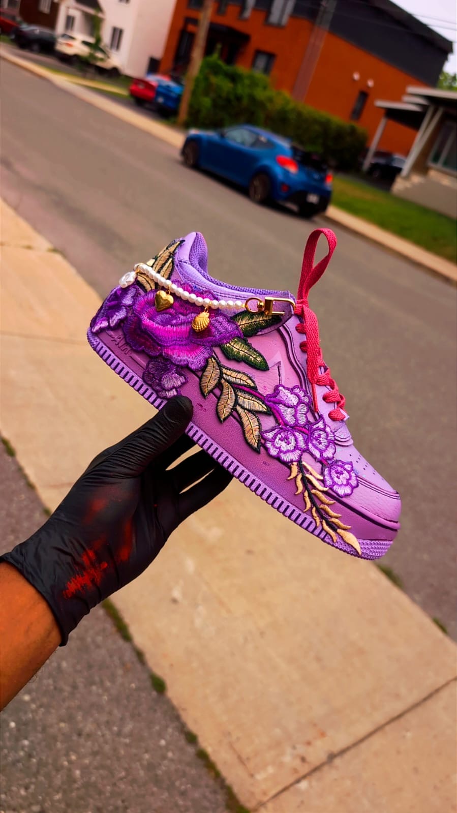 PURPLE FLORAL CUSTOM AF1 WITH DETAILS