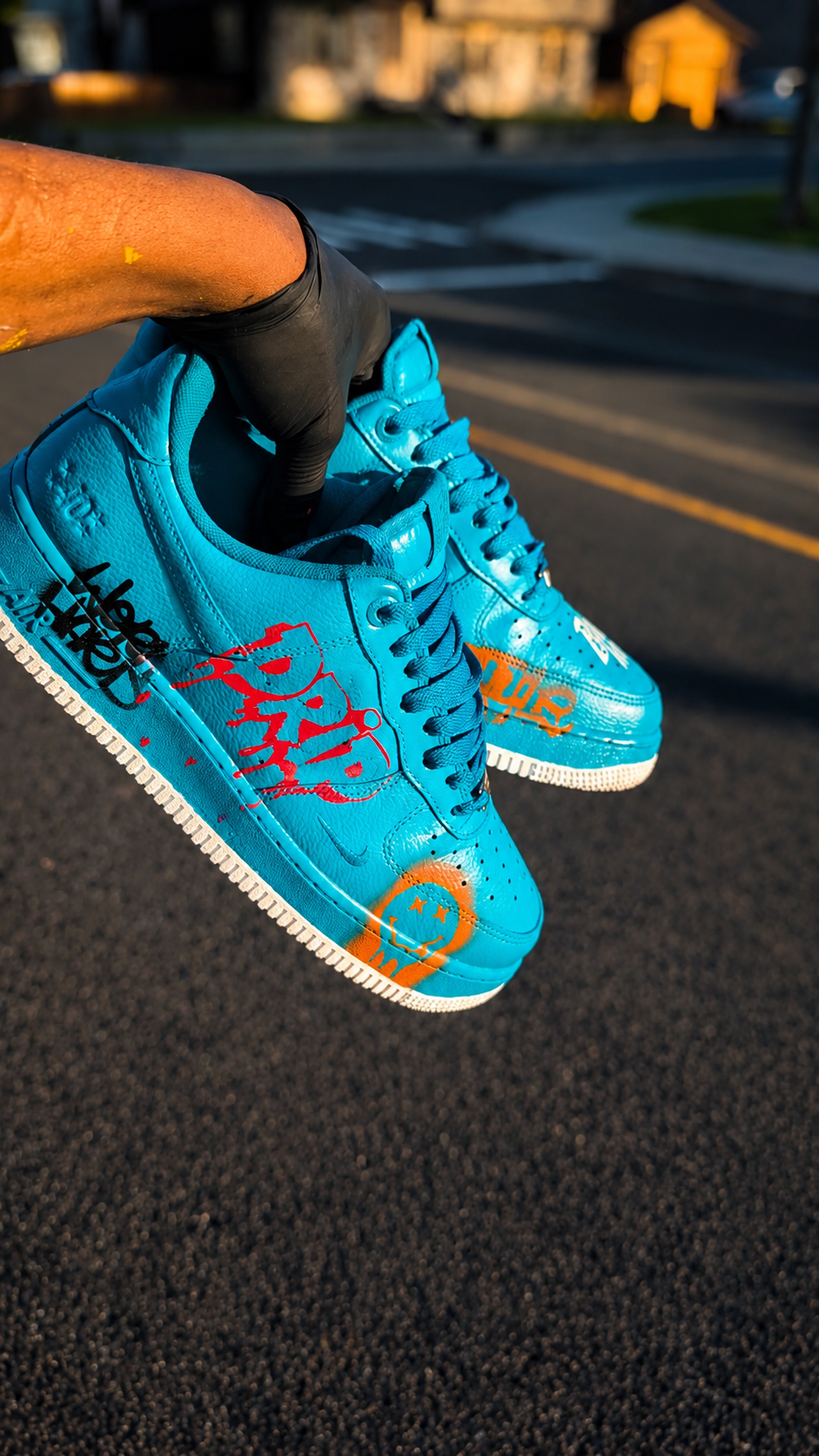 CUSTOM AIR FORCE 1 BLUE WITH DRIPPY DETAILS
