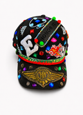 CUSTOM HANDMADE  BLACK CAP WITH DRIPPY DETAILS