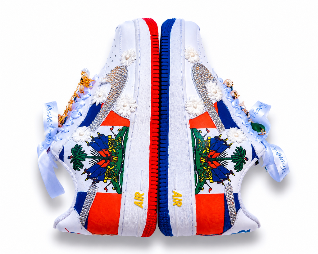 CUSTOM AF1 HAITIAN FLAG WITH FLORALS DETAILS - WC EDITION