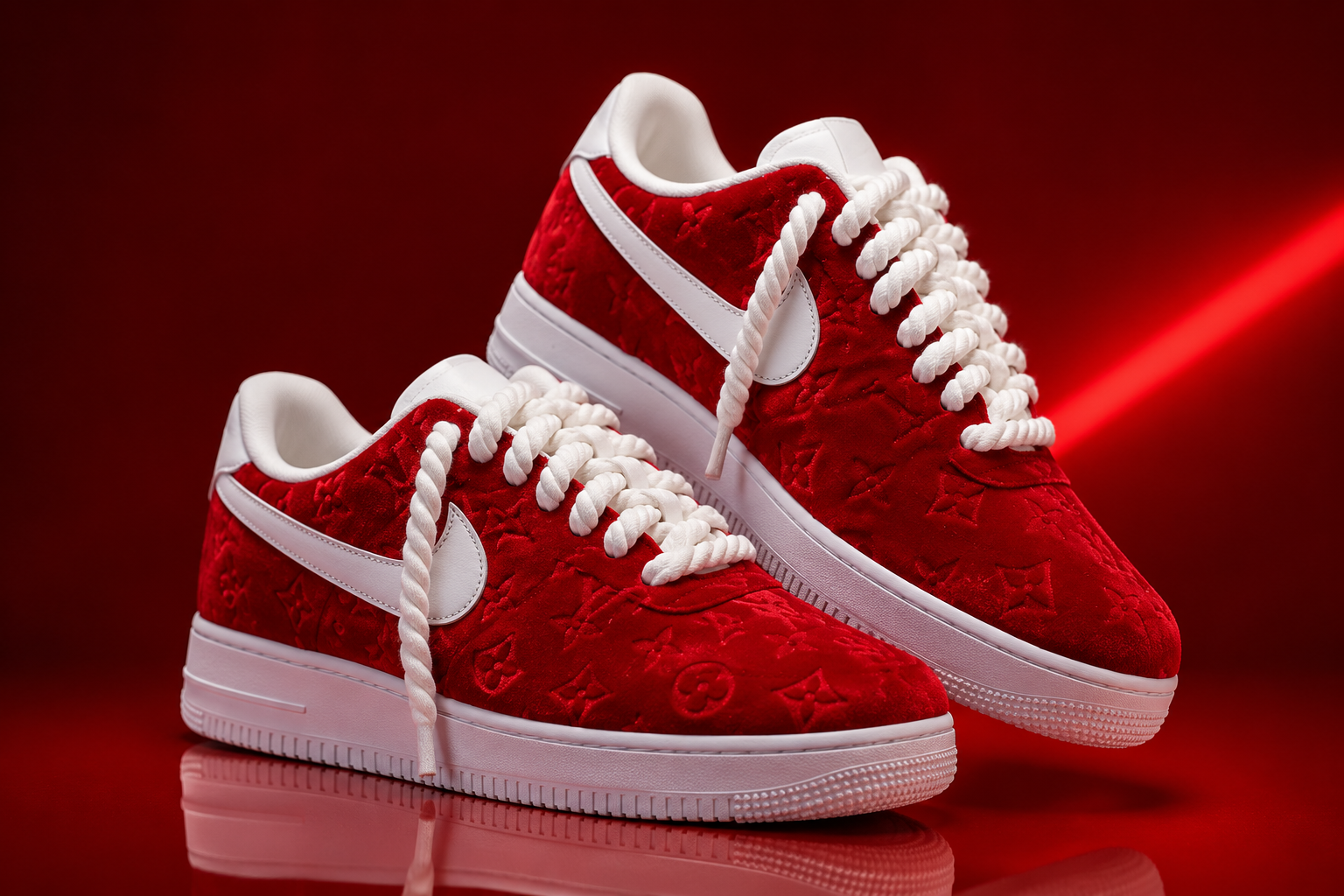 RED AND WHITE NIKE LV LOGO - AIR FORCE 1