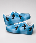 BLUE CUSTOM AF1 WITH BLACK CROSS