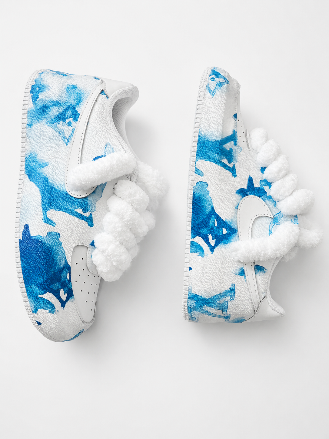 DESIGNER CUSTOM AF1 WITH BLUE WATERCOLOR ACCENTS