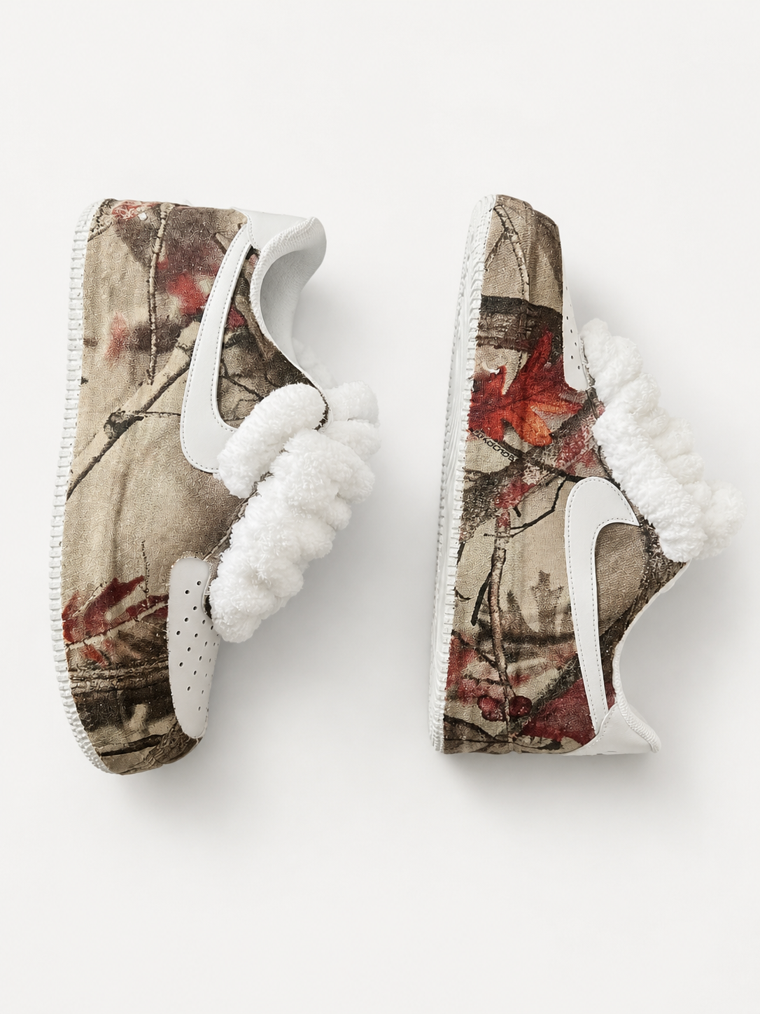 CAMO SNEAKERS WITH FLUFFY LACES - CUSTOM AF1