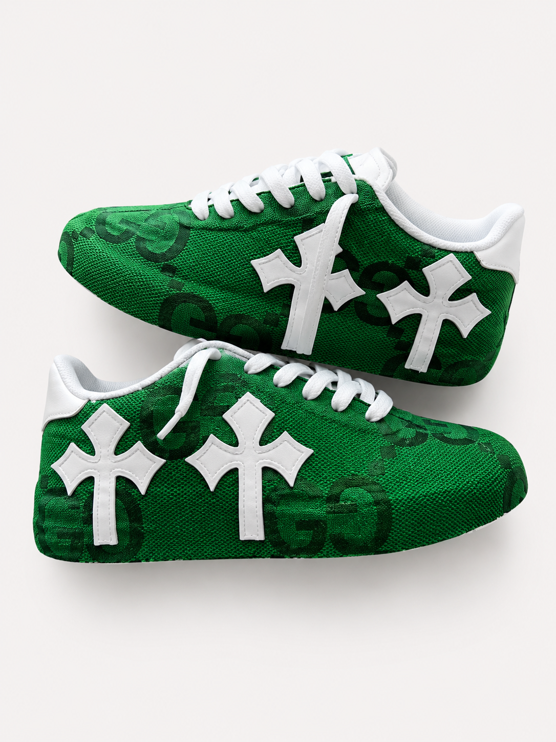GREEN CUSTOM AF1 GG WITH WHITE CROSS