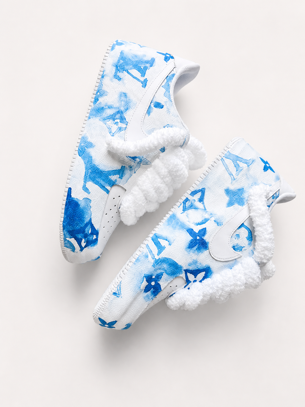DESIGNER CUSTOM AF1 WITH BLUE WATERCOLOR ACCENTS