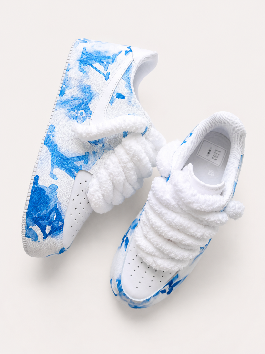 DESIGNER CUSTOM AF1 WITH BLUE WATERCOLOR ACCENTS