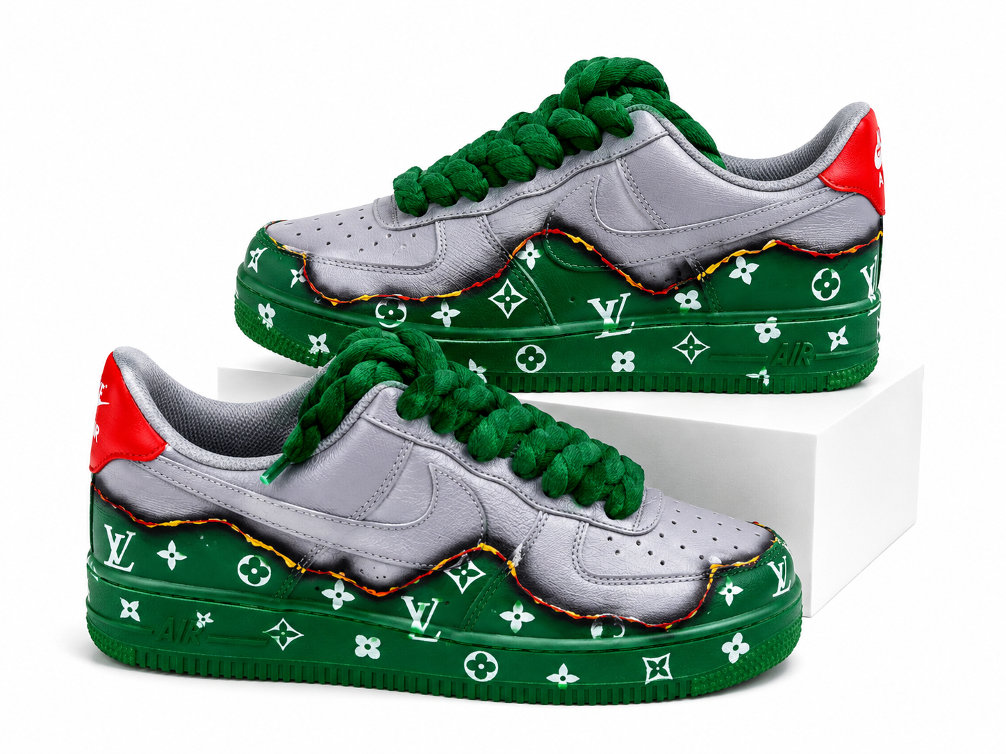 GREEN & WHITE CUSTOM AF1 WITH LV LOGO