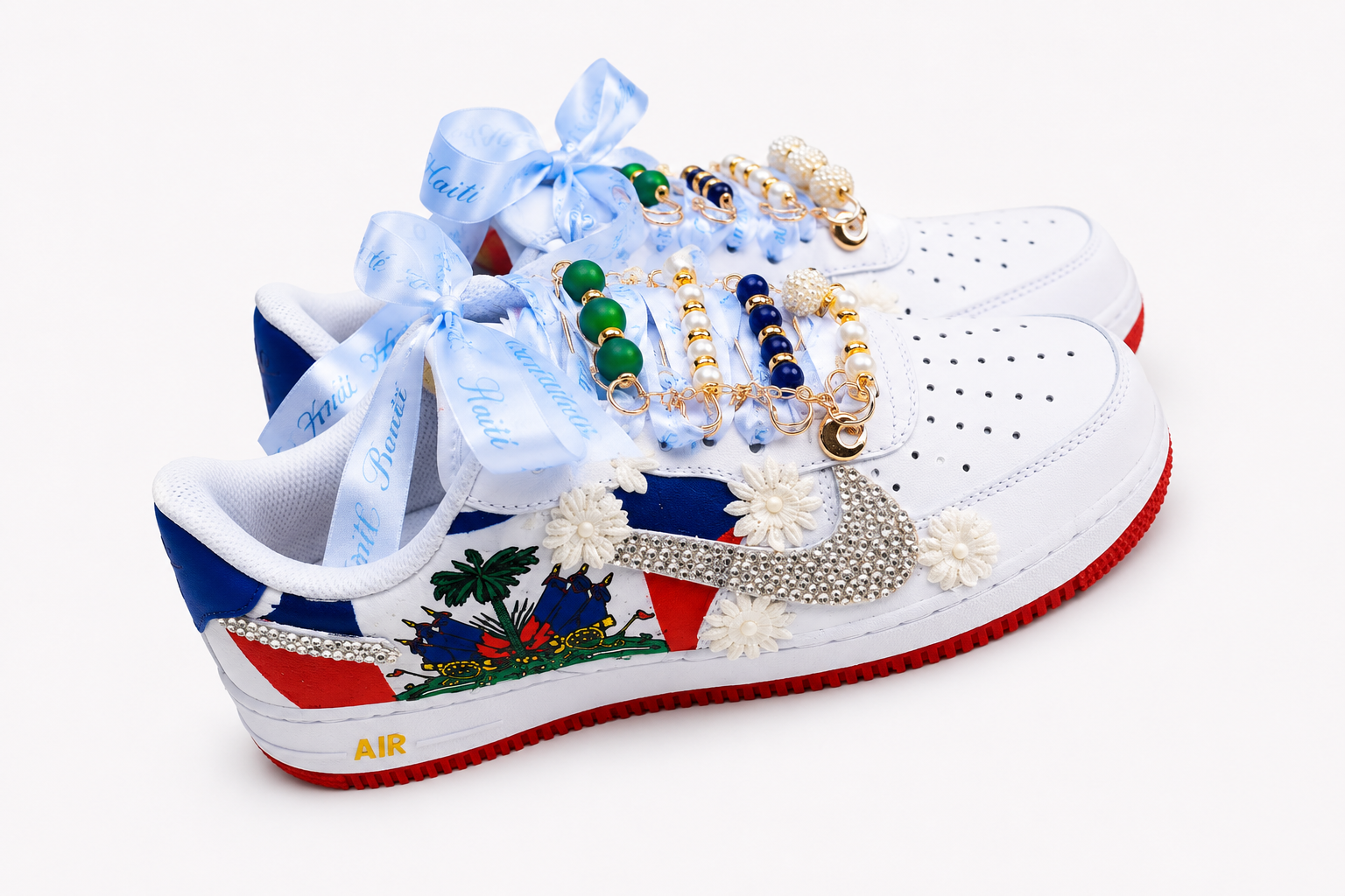 CUSTOM AF1 HAITIAN FLAG WITH FLORALS DETAILS - WC EDITION
