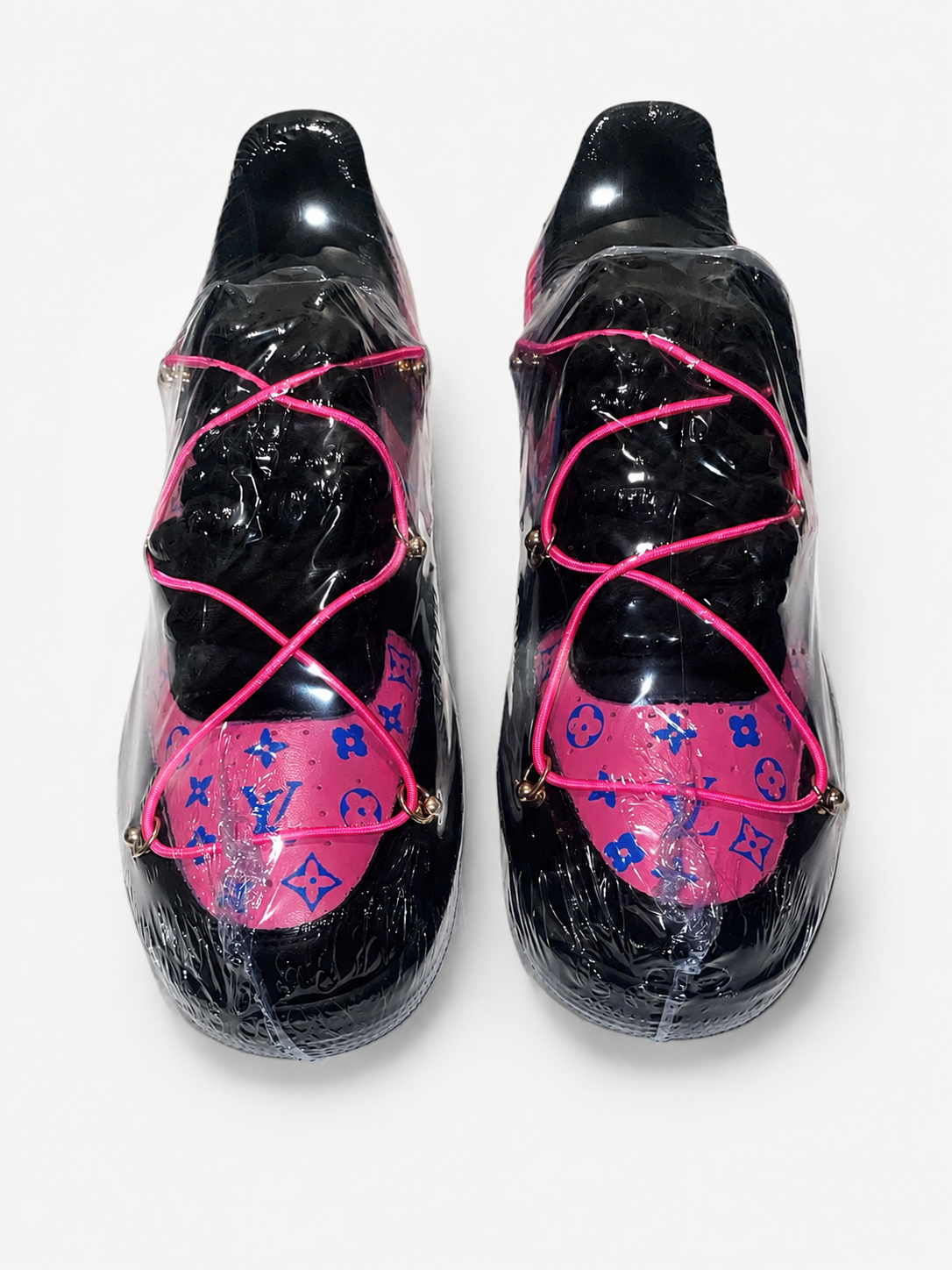 BLACK & LIGHT NEON PINK LV LOGO - AIR FORCE 1
