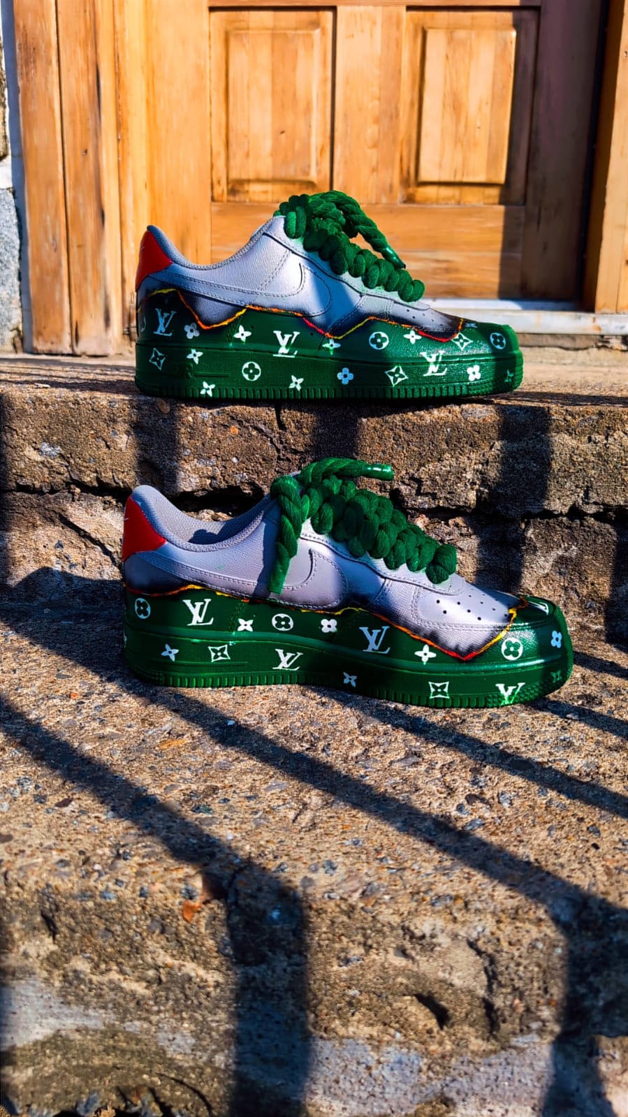 GREEN & WHITE CUSTOM AF1 WITH LV LOGO