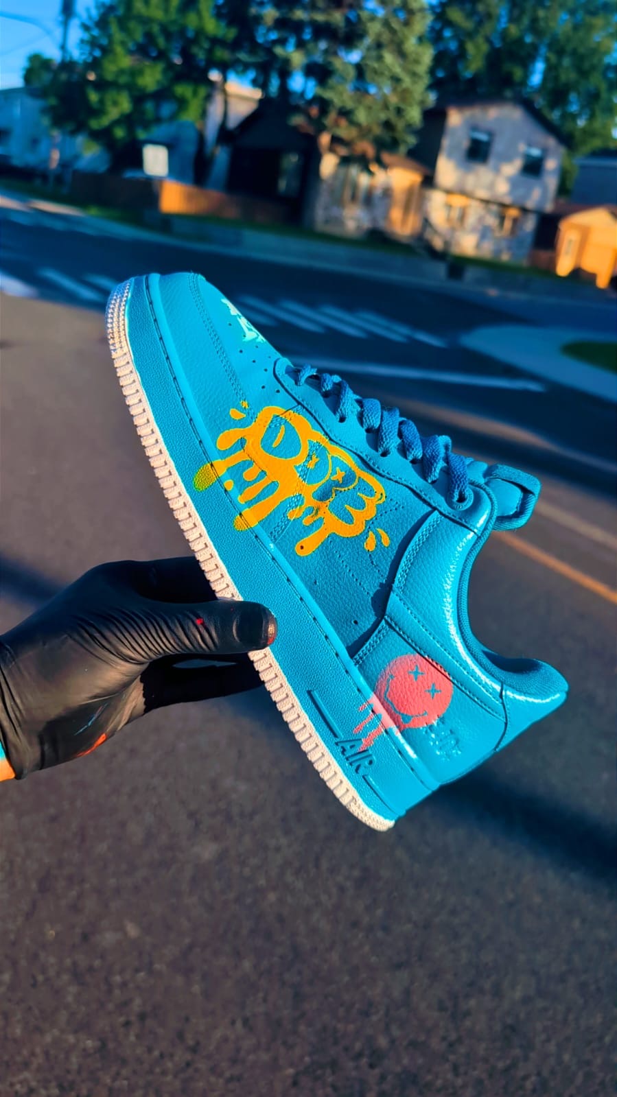 CUSTOM AIR FORCE 1 BLUE WITH DRIPPY DETAILS
