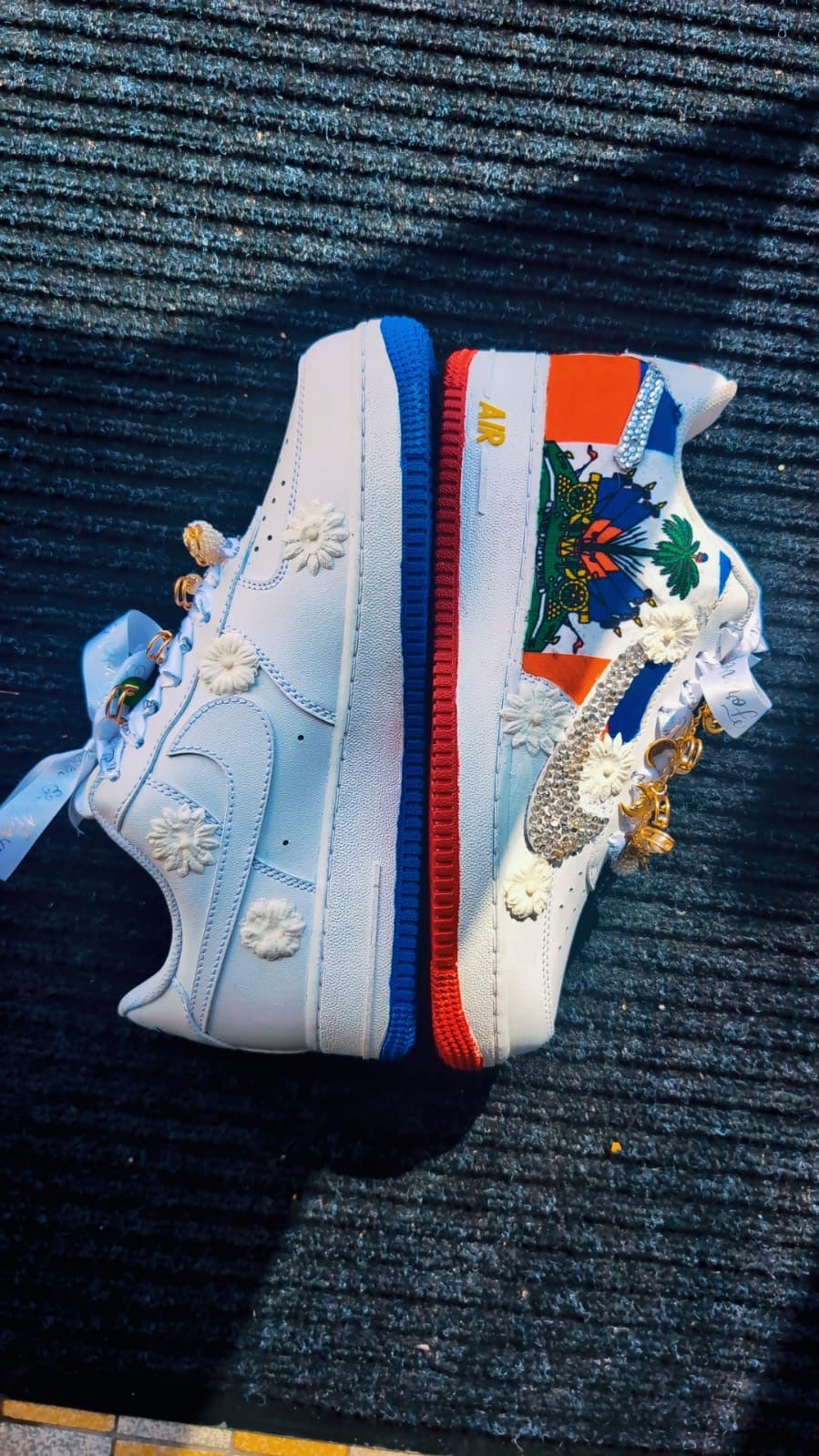 CUSTOM AF1 HAITIAN FLAG WITH FLORALS DETAILS - WC EDITION