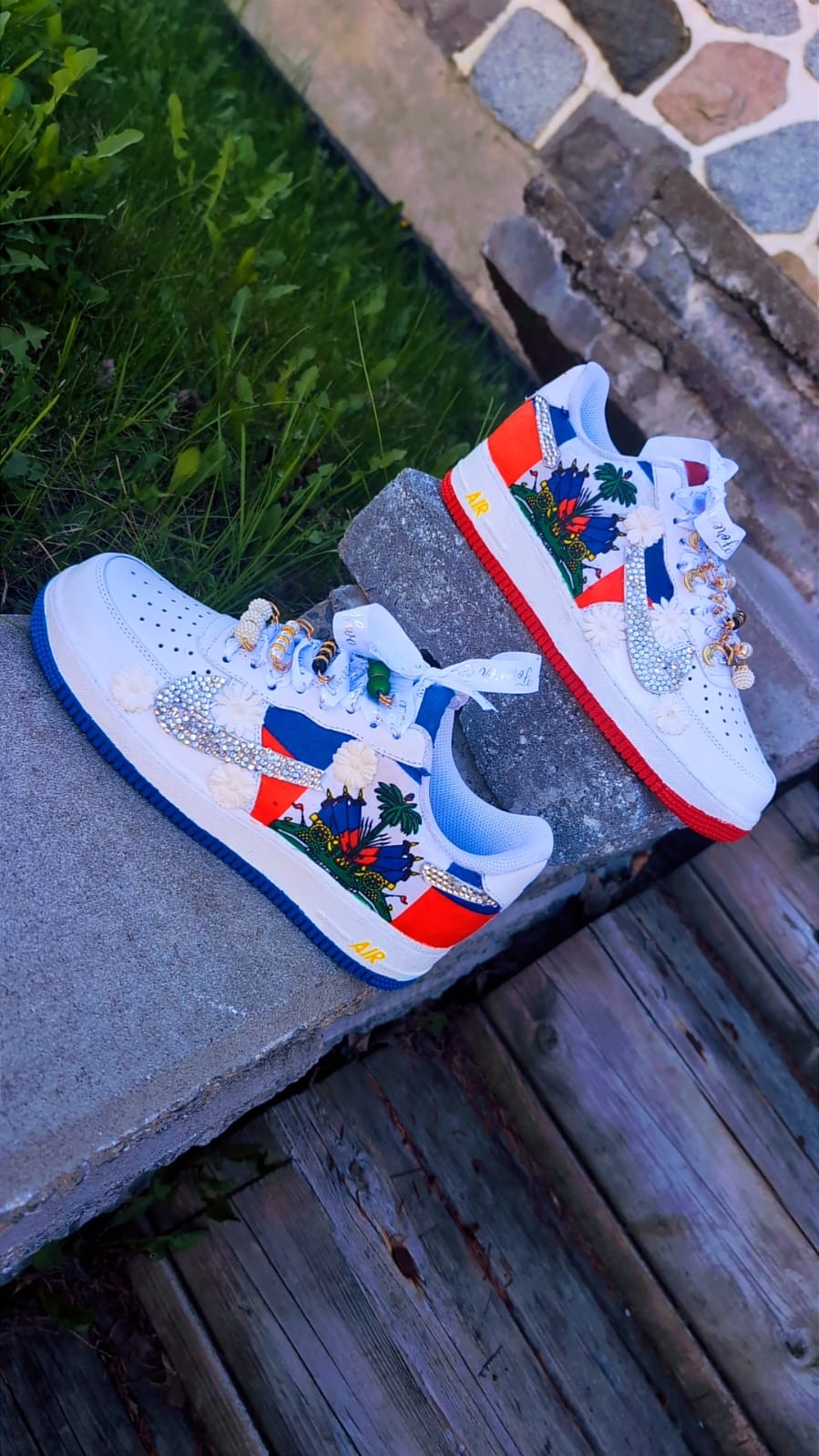 CUSTOM AF1 HAITIAN FLAG WITH FLORALS DETAILS - WC EDITION