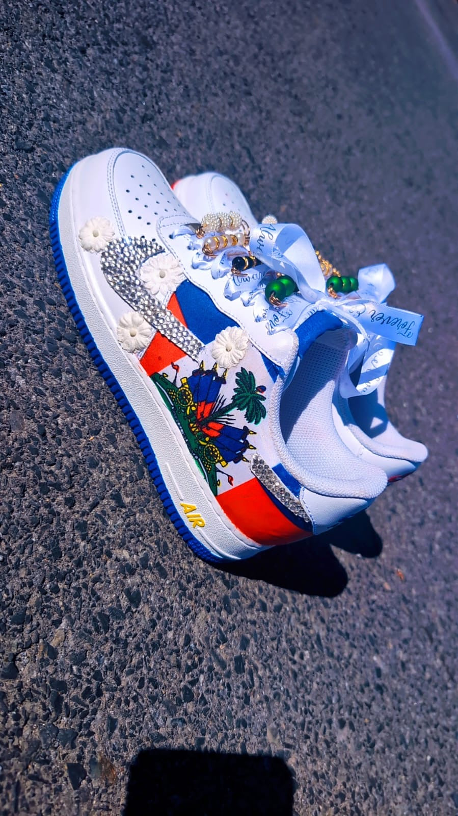 CUSTOM AF1 HAITIAN FLAG WITH FLORALS DETAILS - WC EDITION