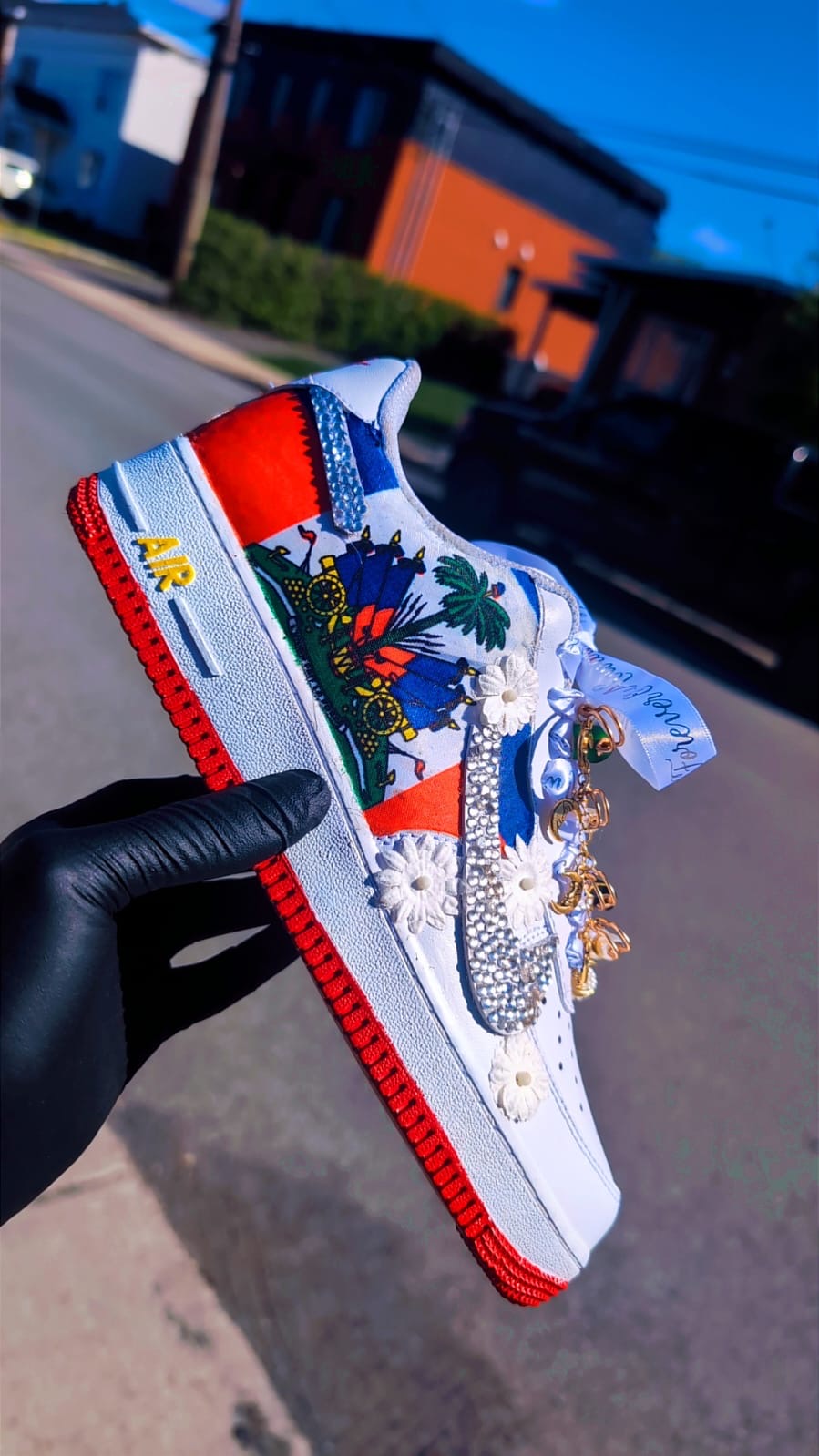 CUSTOM AF1 HAITIAN FLAG WITH FLORALS DETAILS - WC EDITION