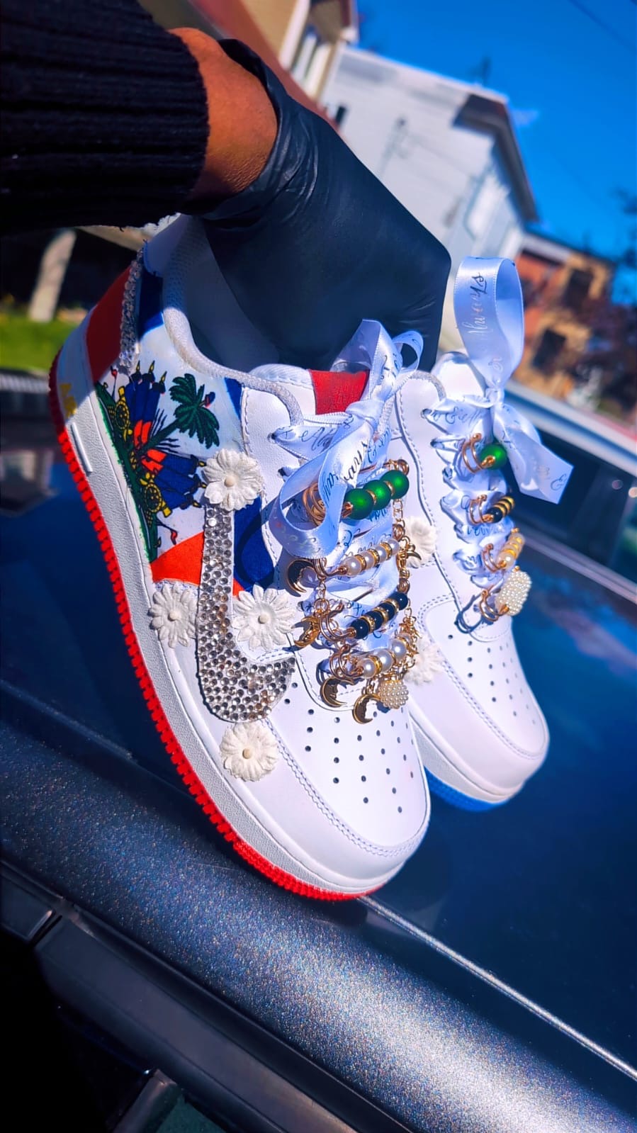 CUSTOM AF1 HAITIAN FLAG WITH FLORALS DETAILS - WC EDITION