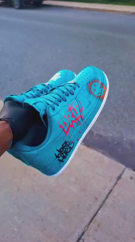 CUSTOM AIR FORCE 1 BLUE WITH DRIPPY DETAILS