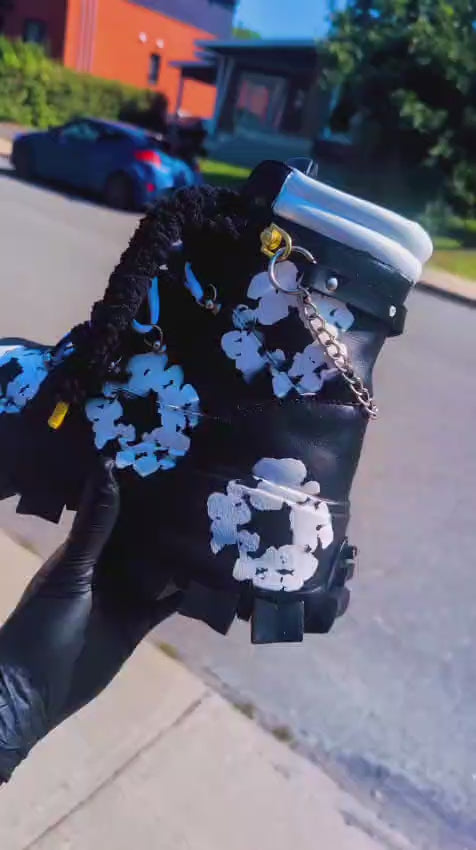 CUSTOM MIDNIGHT BLOSSOM PLATFORM BOOTS