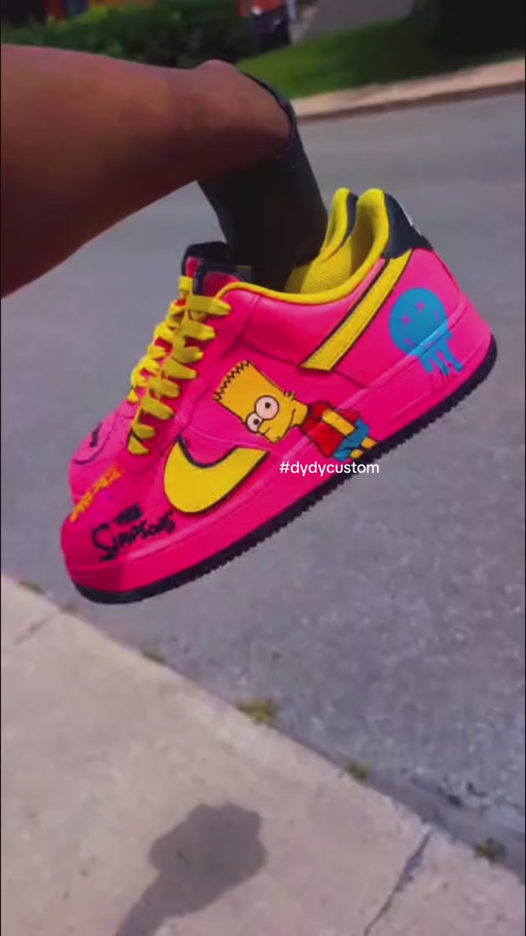 CUSTOM AF1 PINK AND YELLOW SIMPSON