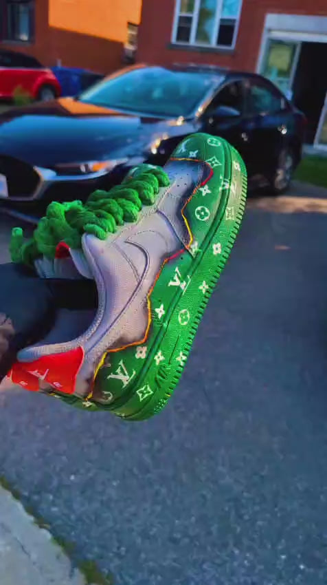 GREEN & WHITE CUSTOM AF1 WITH LV LOGO