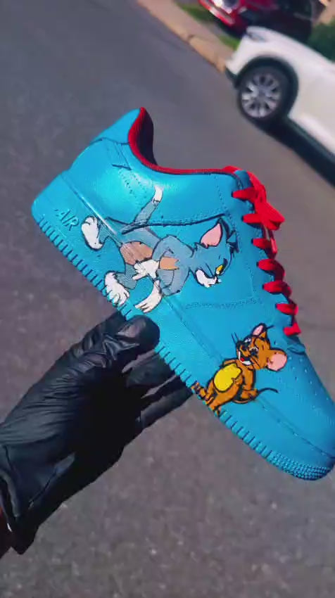 CUSTOM BLUE AF1 WITH TOM & JERRY CHARACTERS